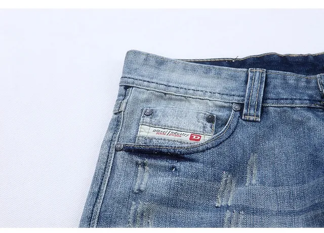 Diesel Distressed Medium-Wash Blue Denim Shorts 6