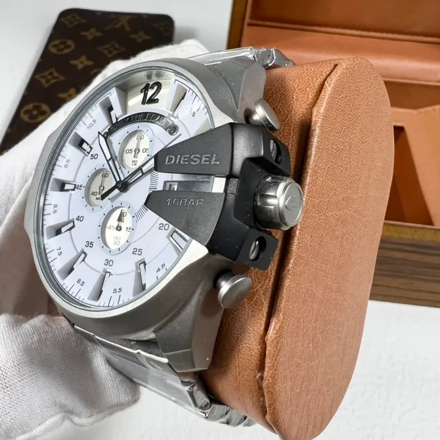 Diesel Mr. Daddy Chronograph Silver-Tone Case White Dial Mechanical Watch 6