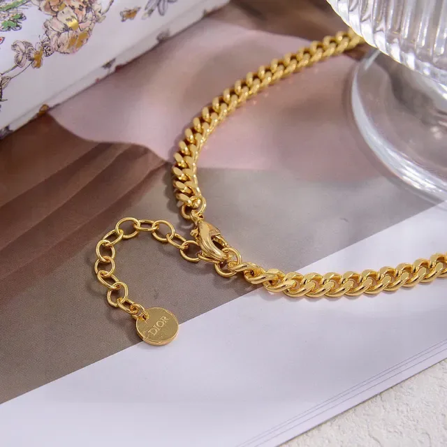 Dior Addict White Gold Pearl Strand Curb Chain Necklace 4