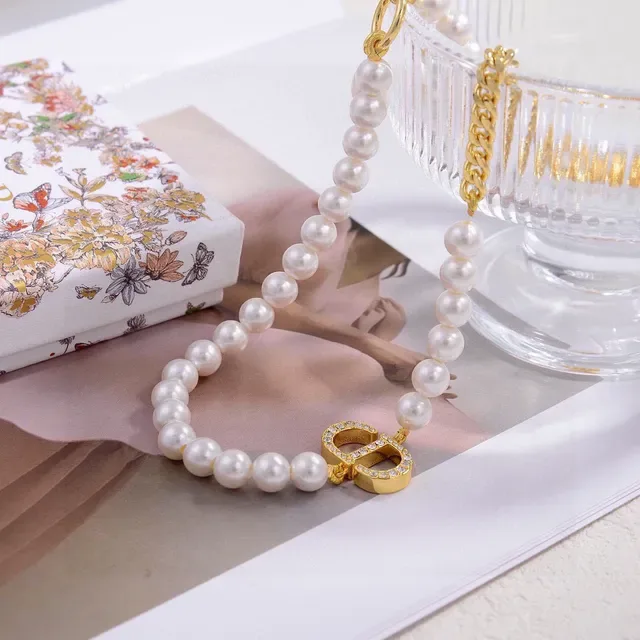 Dior Addict White Gold Pearl Strand Curb Chain Necklace 6