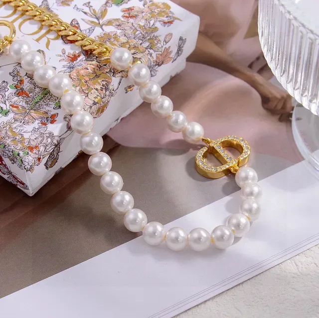 Dior Addict White Gold Pearl Strand Curb Chain Necklace 7