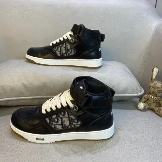 Dior B23 কালো এবং বেইজ Monogram হাই-টপ লाइফস্টাইল স্নিকার
