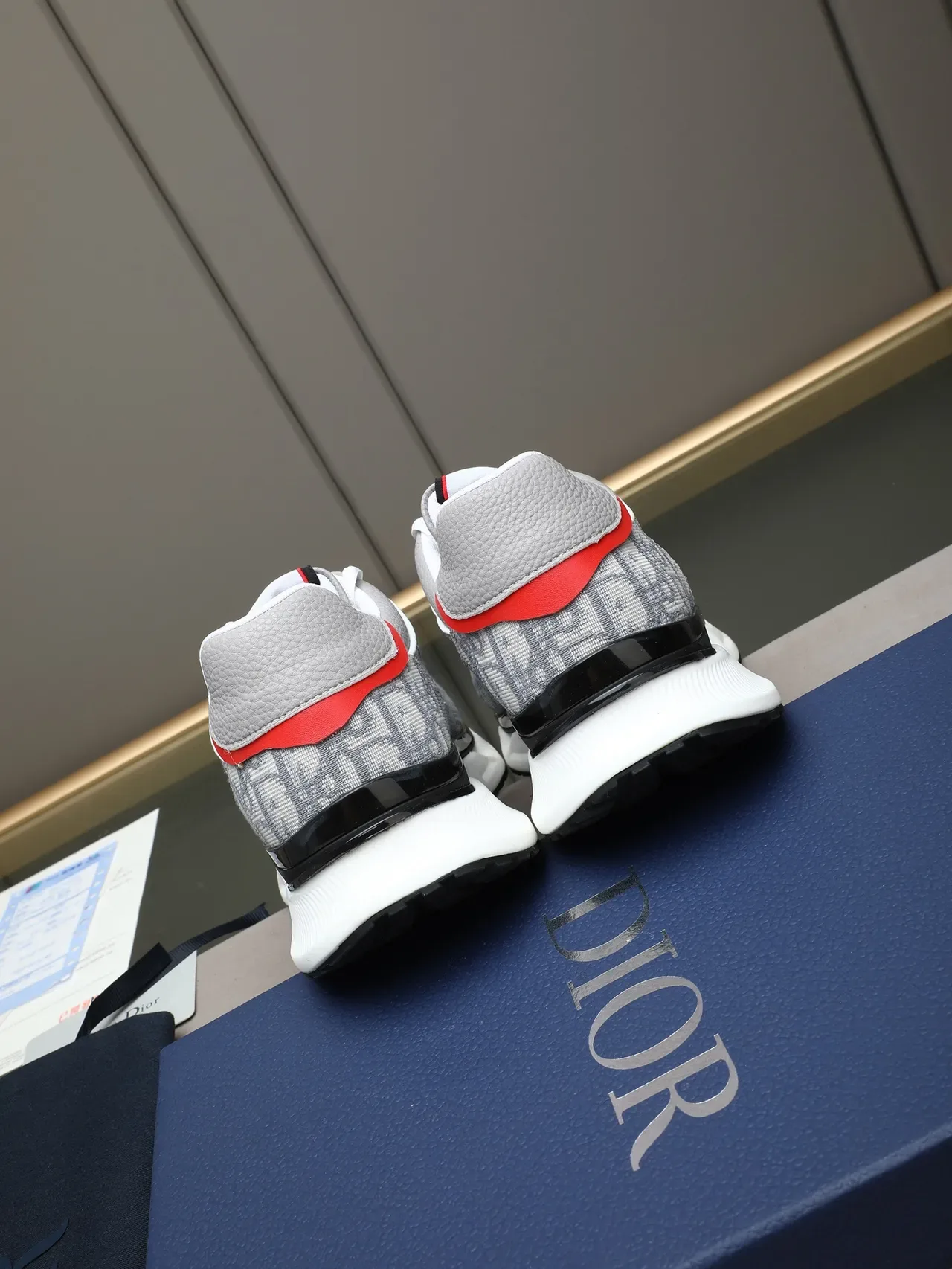 Dior B23 Monogram gris et rouge chaussures lifestyle 3
