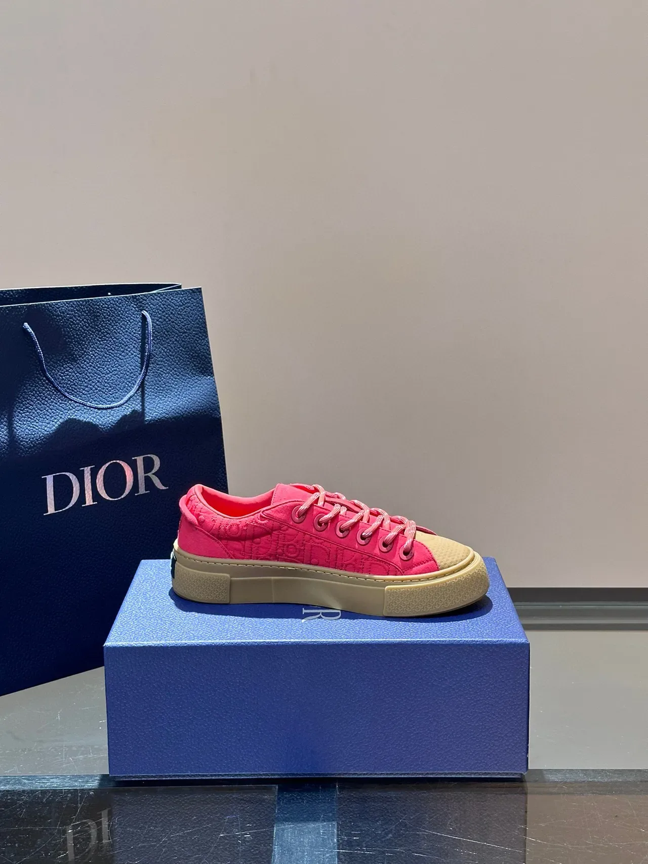 Dior B23 Zapatillas Lifestyle de Plataforma con Jacquard Oblíquo Rosa 6