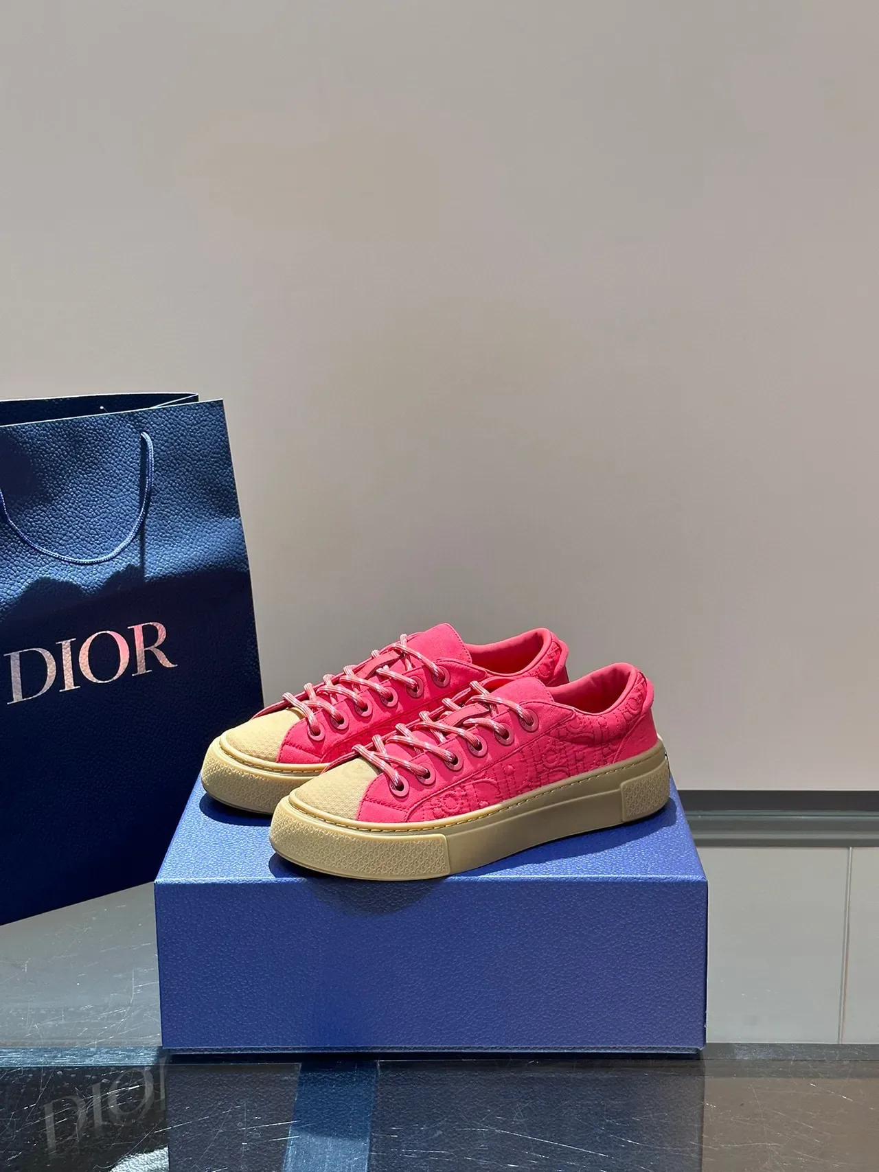 Dior B23 Zapatillas Lifestyle de Plataforma con Jacquard Oblíquo Rosa 8