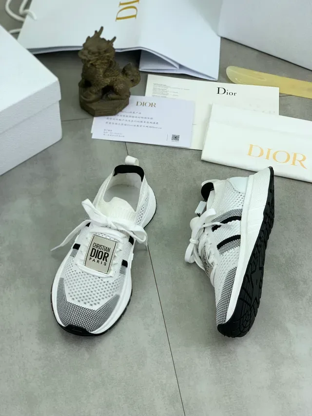 Dior B23 White and Black Knit Lifestyle Sneakers 6