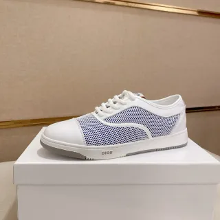 Dior B23 सफेद और नीले परफोरेटेड मेश लाइफस्टाइल स्नीकर