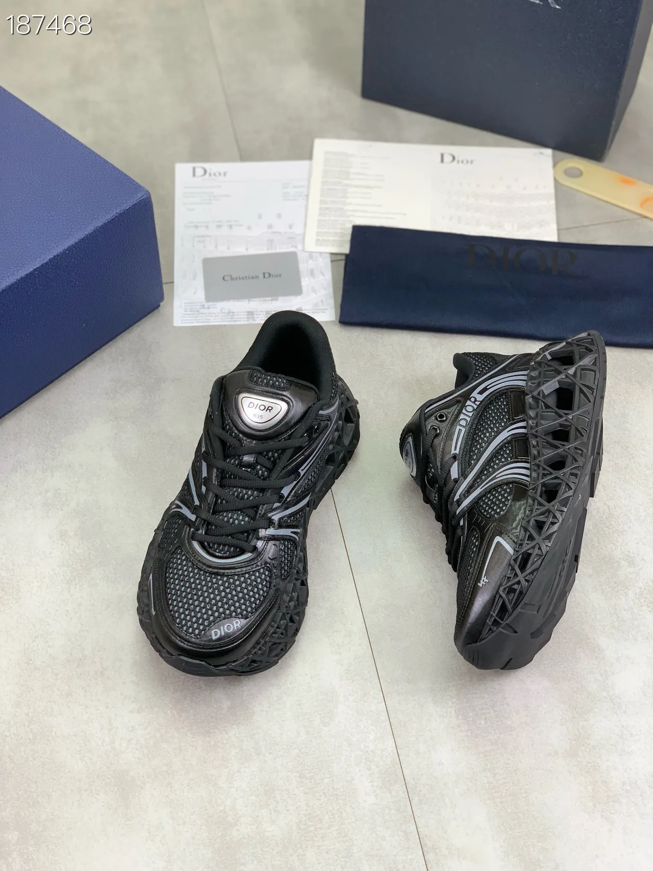 Dior B27 Black Perforated Mesh Chunky Sneakers 7