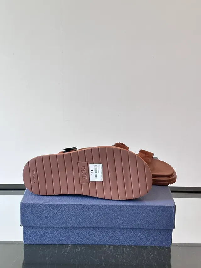Dior B27 Marron Beige Sandales Casual à Double Bride en Daim 2