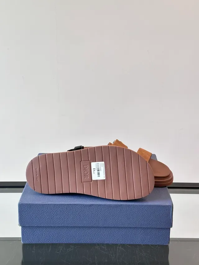 Dior B27 Marron Beige Sandales Casual à Double Bride en Daim 6