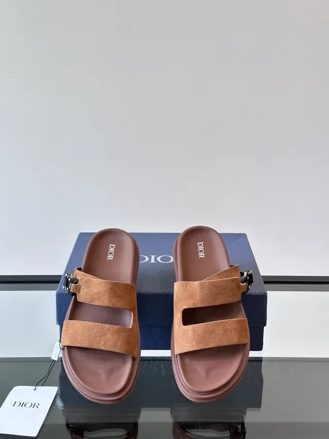 Dior B27 Marron Beige Sandales Casual à Double Bride en Daim 12