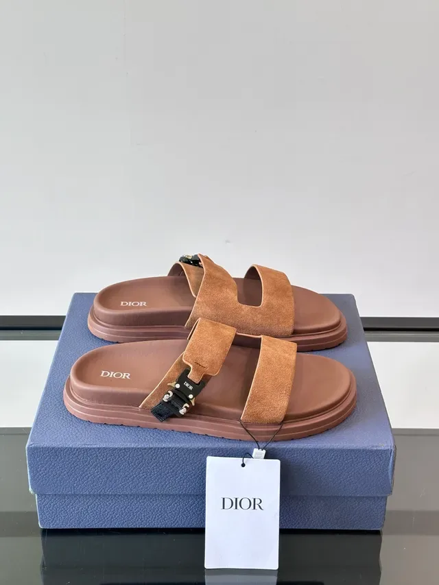 Dior B27 Marron Beige Sandales Casual à Double Bride en Daim 18