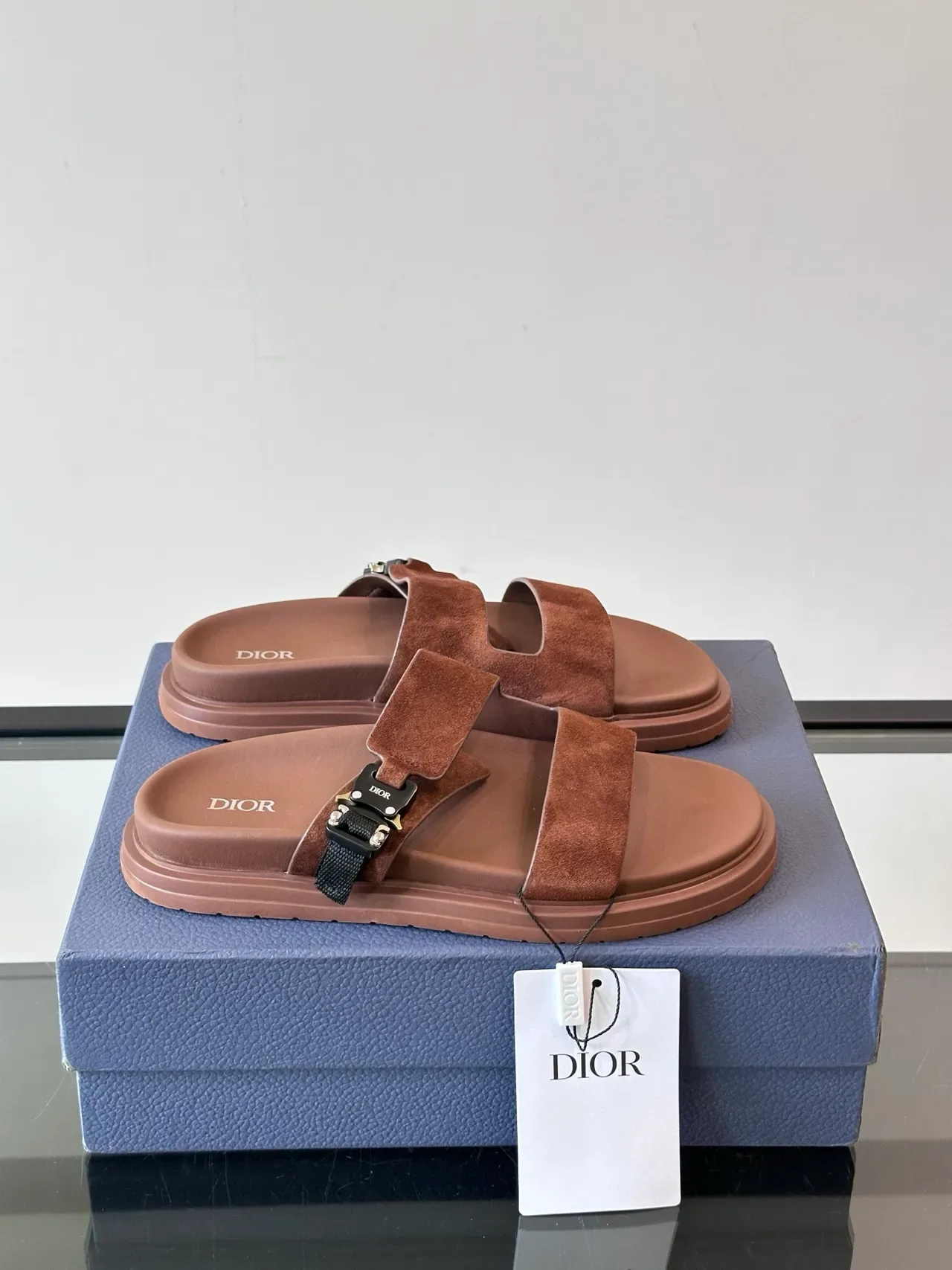 Dior B27 Marron Beige Sandales Casual à Double Bride en Daim 19