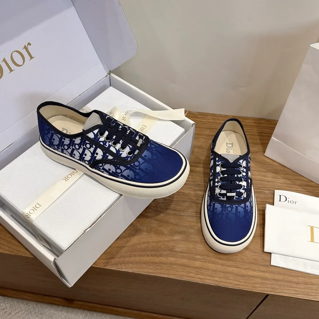 Dior B27 Oblique Monogram Navy Canvas Lifestyle Sneakers 4