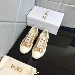 Dior বেজ সাদা ক্যানভাস উপর রাবার সোল লাইফস্টাইল স্নিকার্স