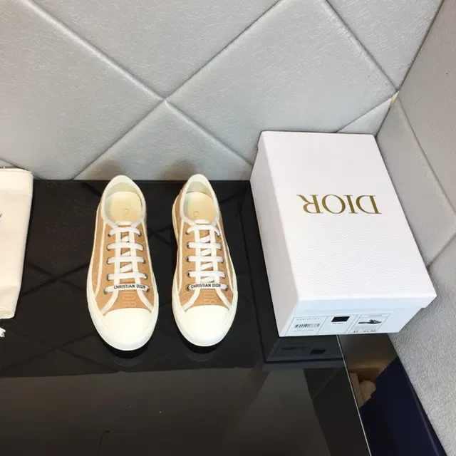 Dior Bege Branco Lona Superior Sola de Borracha Tênis Lifestyle 6