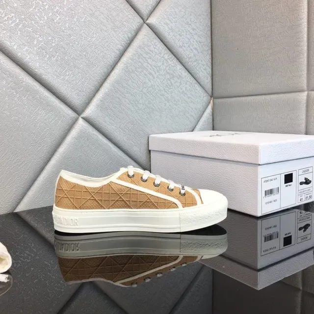 Dior Bege Branco Lona Superior Sola de Borracha Tênis Lifestyle 8
