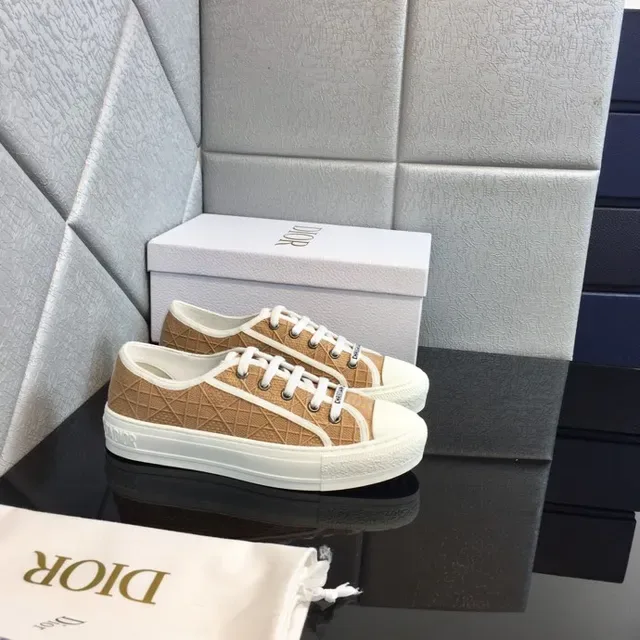 Dior Bege Branco Lona Superior Sola de Borracha Tênis Lifestyle 9