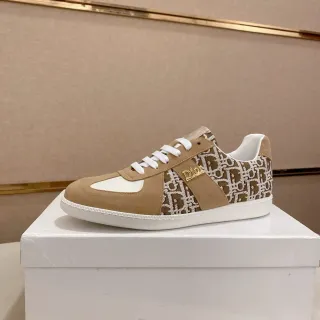Dior 米白 Monogram-Print 纺织麂皮拼接 生活方式运动鞋