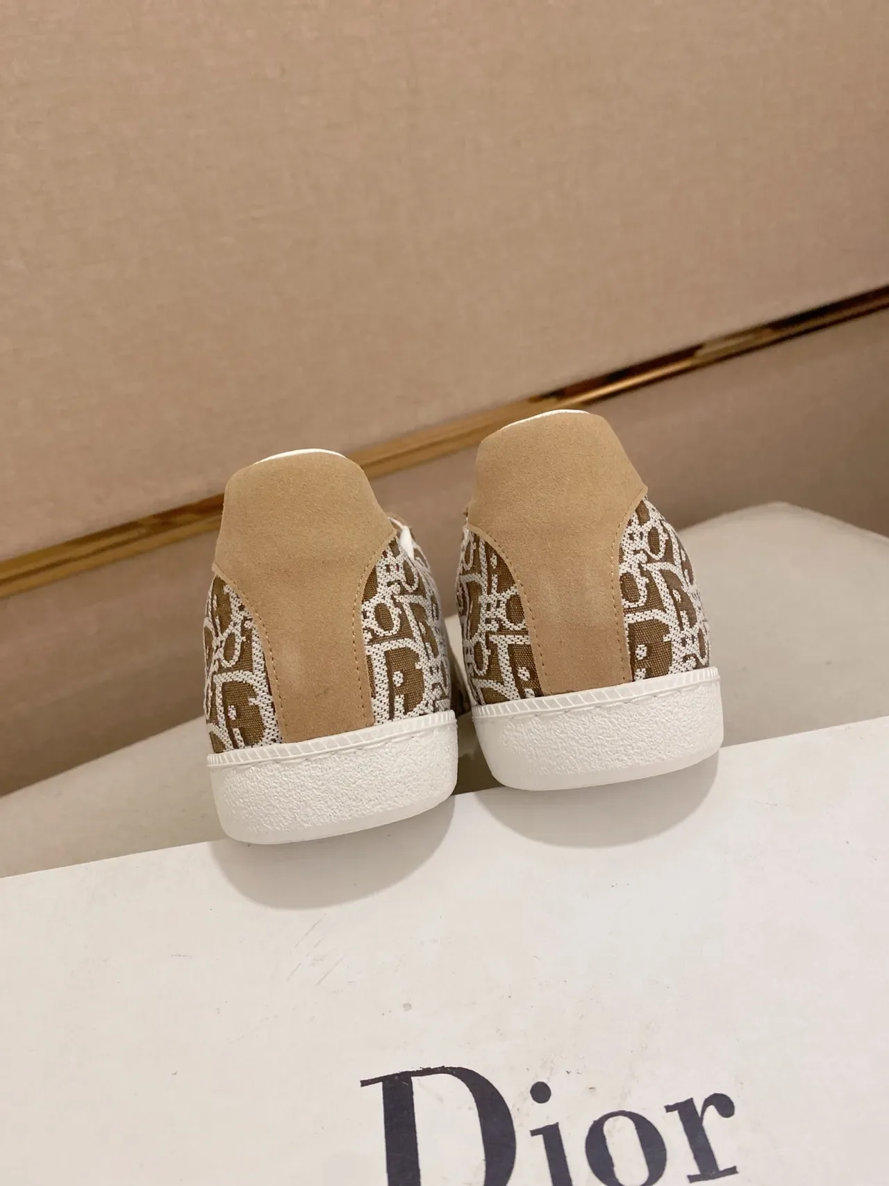 Dior Beige White Monogram-Print Textile Suede Overlays Lifestyle Sneakers 2