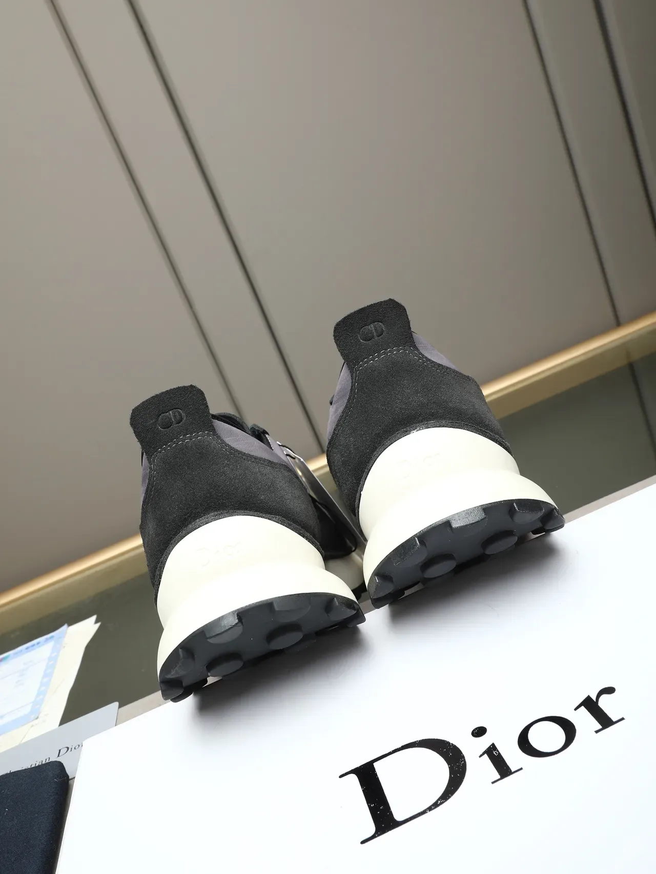 Dior Black Gray Suede And Mesh Upper Embroidered Oblique Logo Lifestyle Sneakers 4