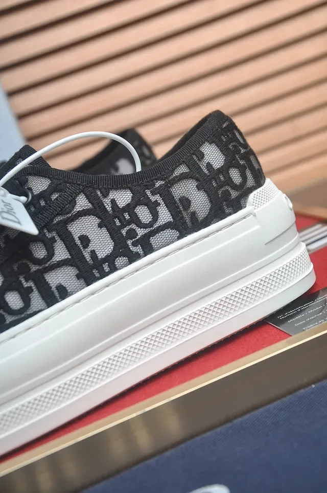 Dior Black White Monogrammed Mesh Upper Thick Platform Sole Lifestyle Sneakers 2