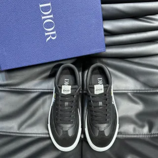 Dior Chaussures Lifestyle Noir Blanc Daim Et Cuir Tige Semelle Contrastante