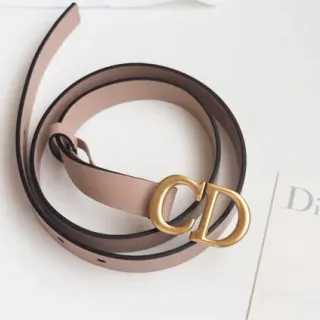 Dior CD Cinto Bege Preto Fita Estreita Piping Cinto de Couro