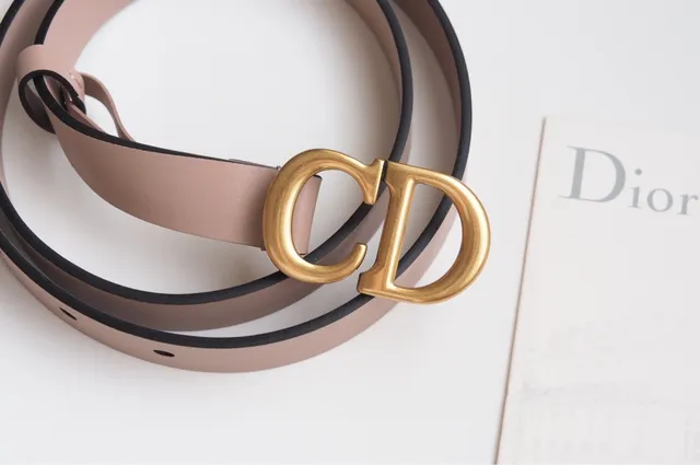 Dior CD Ceinture Beige Noir Sangle Étroite Piping Ceinture en Cuir 2