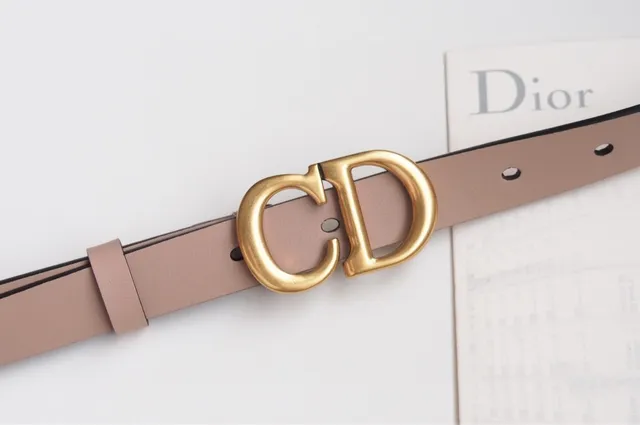 Dior CD Ceinture Beige Noir Sangle Étroite Piping Ceinture en Cuir 4