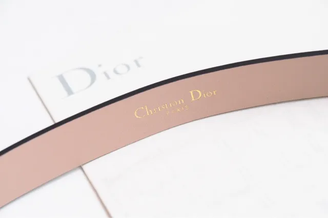 Dior CD Ceinture Beige Noir Sangle Étroite Piping Ceinture en Cuir 5