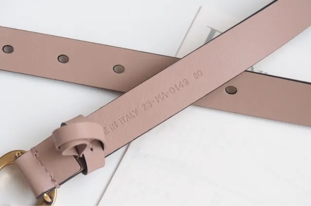 Dior CD Ceinture Beige Noir Sangle Étroite Piping Ceinture en Cuir 7