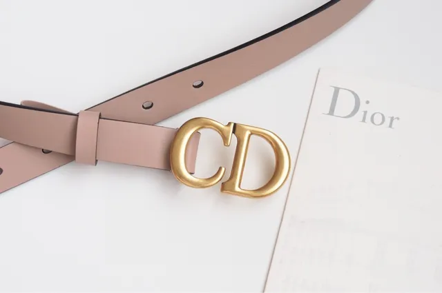 Dior CD Ceinture Beige Noir Sangle Étroite Piping Ceinture en Cuir 8