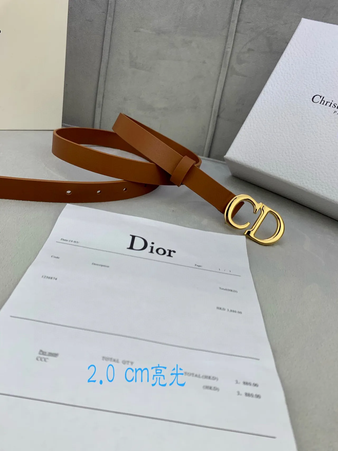 Dior CD Ceinture Beige Doré en Ton Or Cuir Ceinture 13