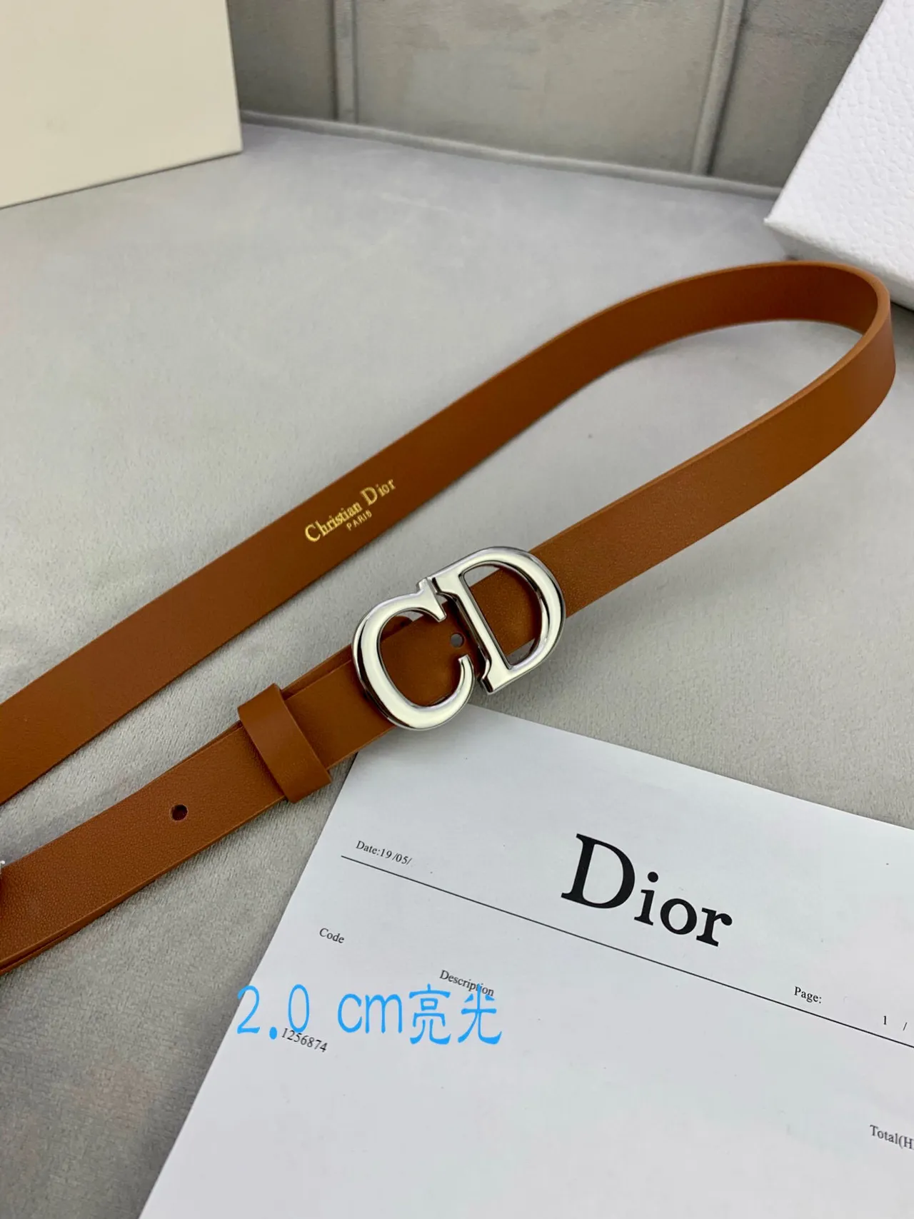 Dior CD Ceinture Beige Doré en Ton Or Cuir Ceinture 16