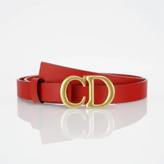 Dior CD Ceinture cuir rouge lisse boucle dorée ceinture en cuir