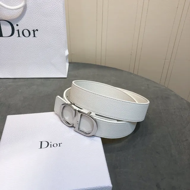 Dior CD Belt White Grained Leather Belt 5