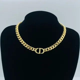 Dior CD Monogram Curb-Link Gold-Tone collar