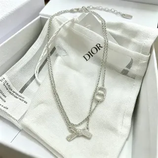 Dior سلسلة مزدوجة CD Logo وقلادة قوس