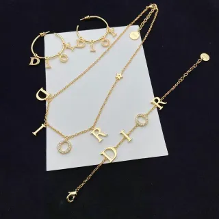 Dior 金银链字母魅力项链