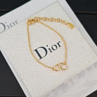 Dior Gold-Tone CD Logo and Mother-of-Pearl Clover Charm Bracelet