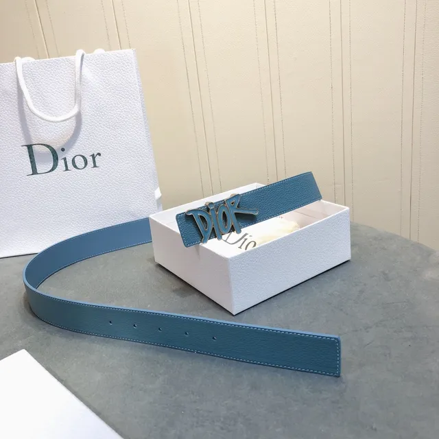 Dior Graffiti Logo Blue Leather Belt 6