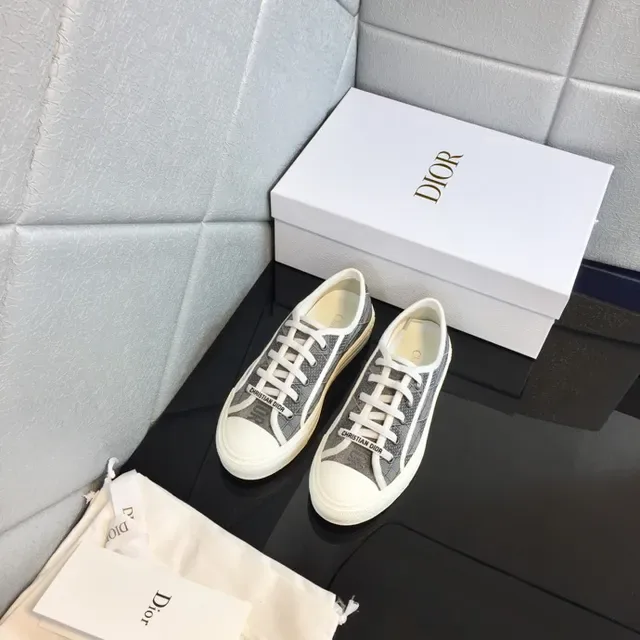 Dior Gray White Canvas Upper Geometric Monogram Print Lifestyle Sneakers 3