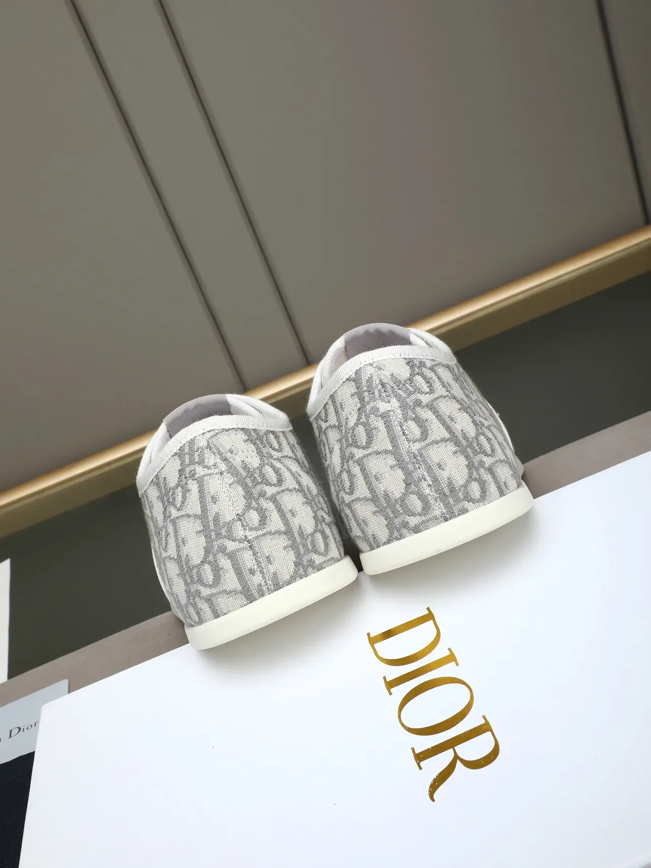 Dior Gray White Monogram Jacquard Upper Low-Top Lace-Up Lifestyle Sneakers 3