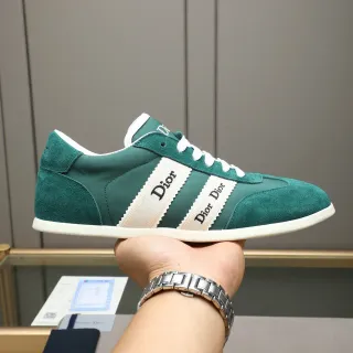 Dior Chaussures Lifestyle Vert et Blanc avec Upper en Daim Rayures Latérales Doubles Marcées