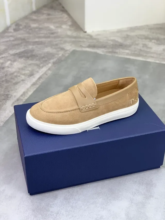 Dior Loafer Beige White Suede Upper Penny Strap Loafer 4