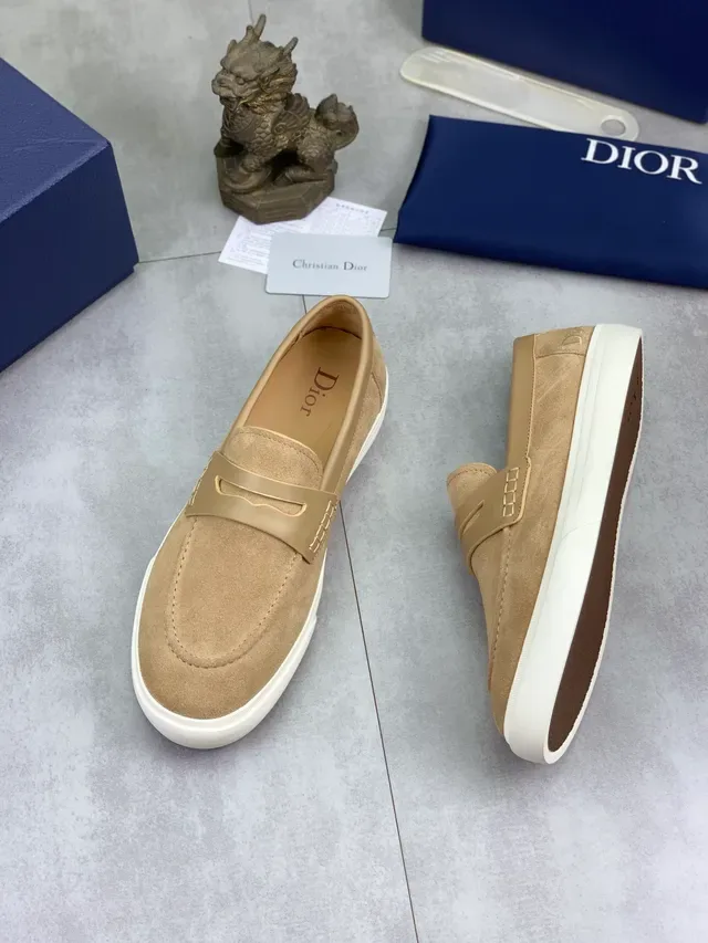 Dior Loafer Beige White Suede Upper Penny Strap Loafer 5
