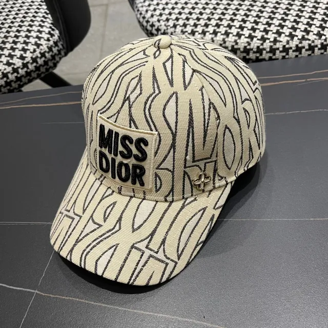 Dior Miss Dior Abstract Line-Print Beige Baseball Cap 9