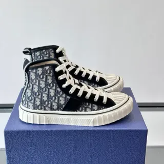 Dior Navy White High-Top Monogram Canvas Lifestyle Sneakers — Dior Lifestyle Sneakers photo from the Yupoo catalog
