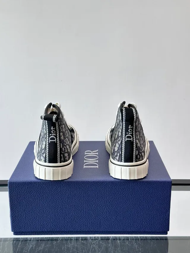 Dior Navy White High-Top Monogram Canvas Lifestyle Sneakers 3